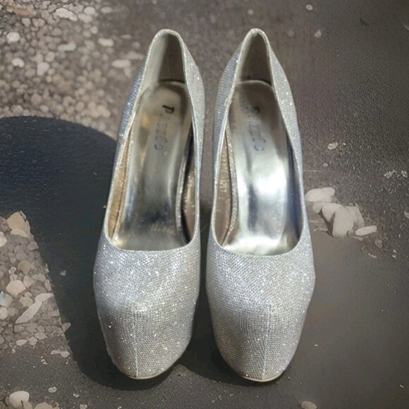 Glam Shimmer  High Heel Plaform Dress Pump Shoes Women's Size 8 - Picture 2 of 6